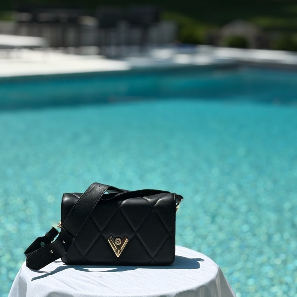 Valentino Orlandi Black Quilted Crossbody Bag NWT